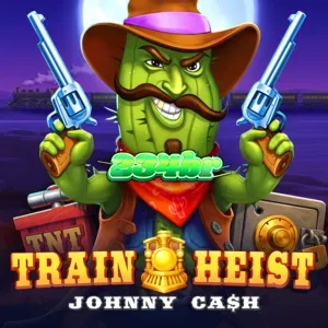 Cena do jogo de slot Train Heist Johnny Cash com temática de Velho Oeste